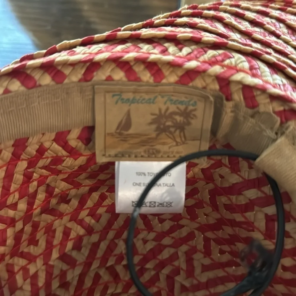 Tropical Trends Large Brim Sun Hat red/natural